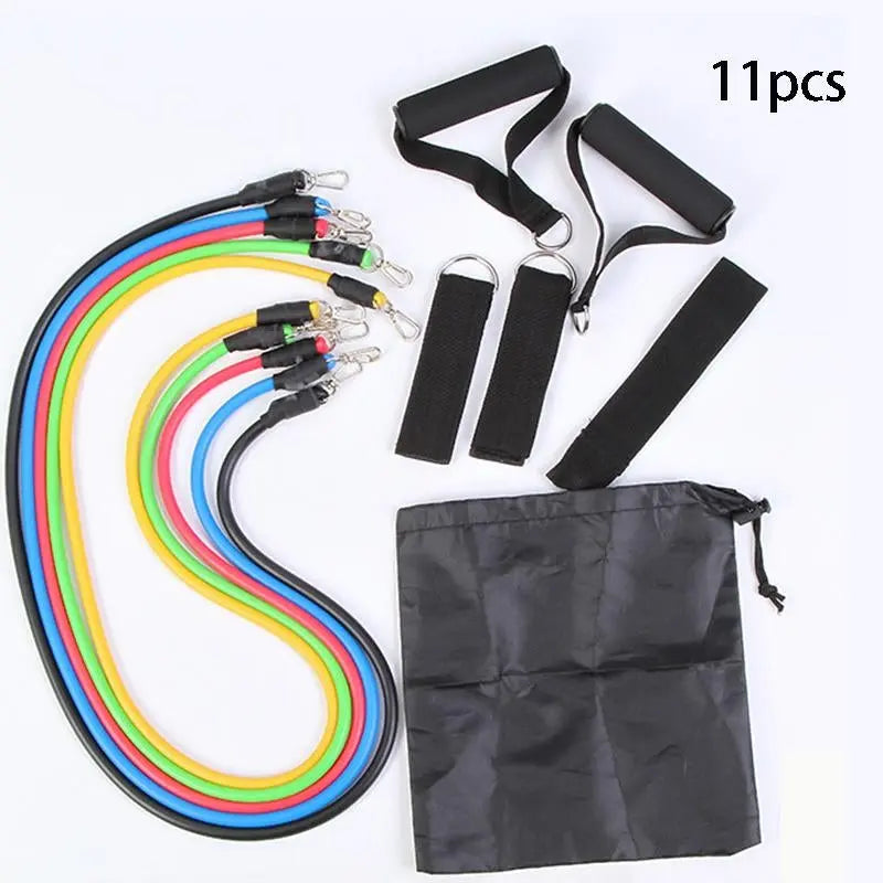 11 Pcs Resistance Band Elastic Pull Rope Set Fitness-5