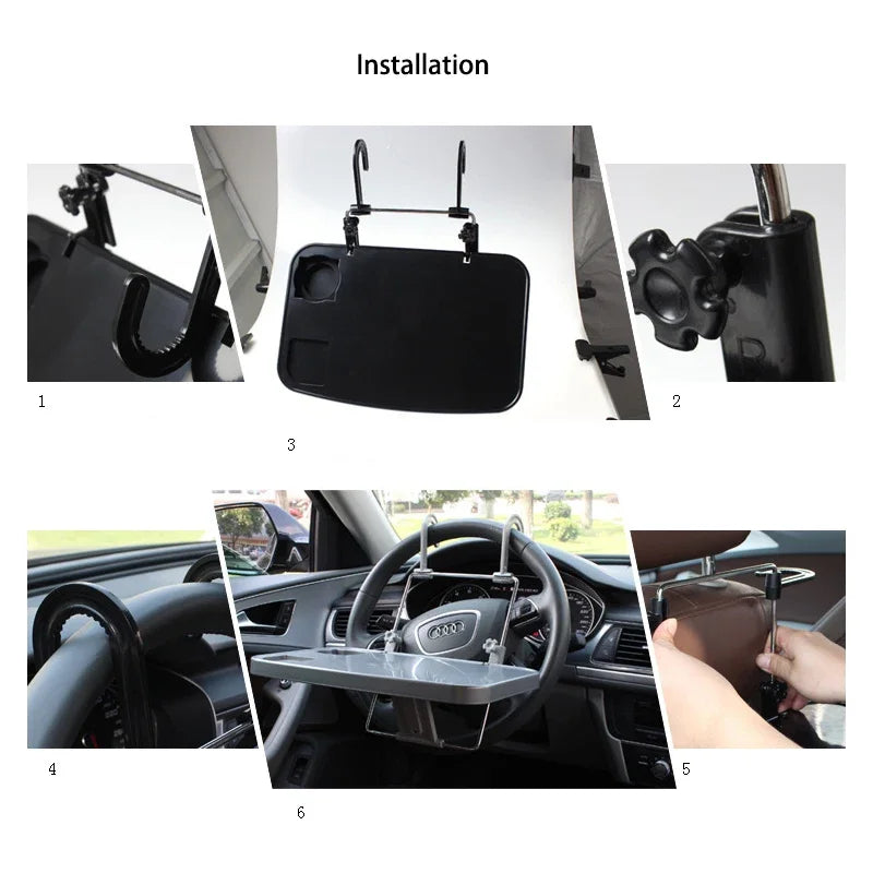 Car Steering Wheel Phone & Tray Holder