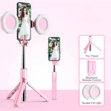 4-in-1 Bluetooth Selfie Stick with LED Ring Light & Tripod