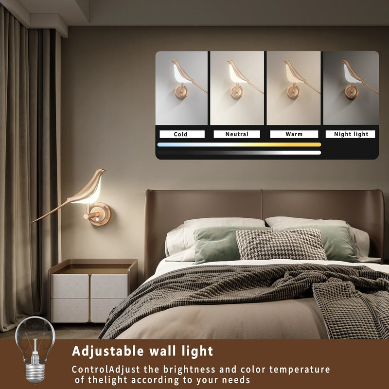 12W Golden Bird LED Wall Lamp Rotatable