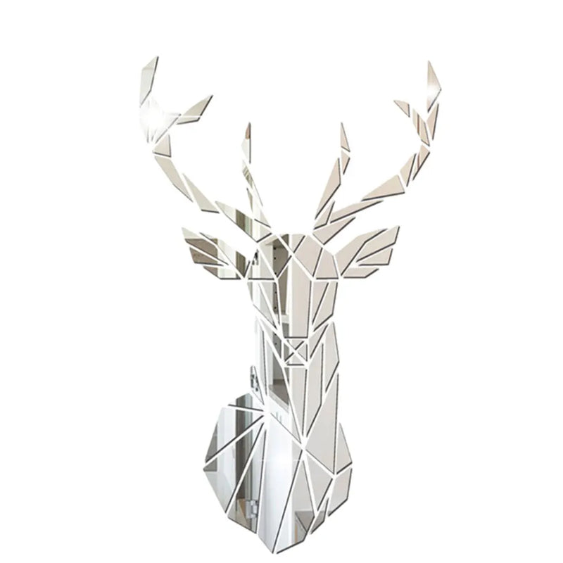 3D Mirror Wall Stickers Nordic Style Acrylic Deer Head Decal