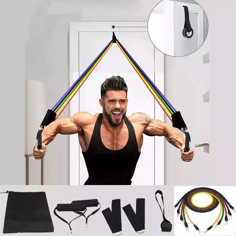 11 Pcs Resistance Band Elastic Pull Rope Set Fitness-5